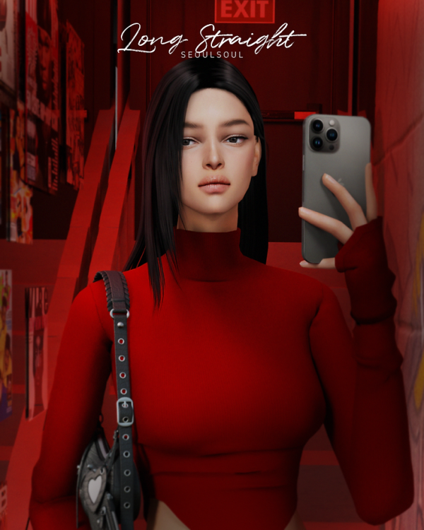 Alpha Long Straight by simsfinds - The Sims 4 Custom Content