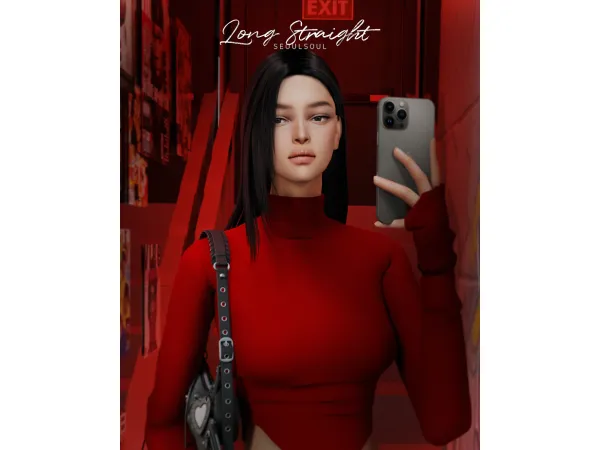 Alpha Long Straight - The Sims 4 Custom Content