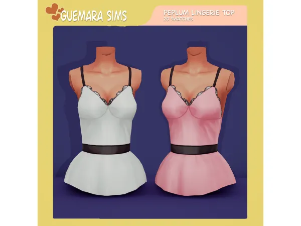 Alpha Peplum lingerie top (Public now) by Guemara - The Sims 4 Custom Content
