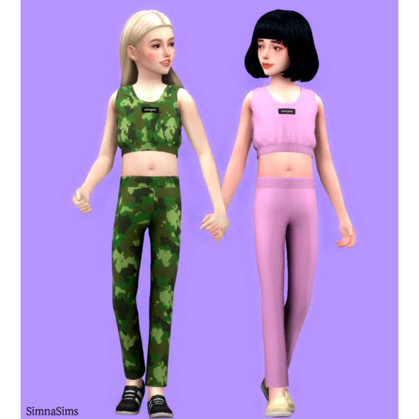 Alpha Energetic kids sportwear outfit set by simsfinds - The Sims 4 Custom Content