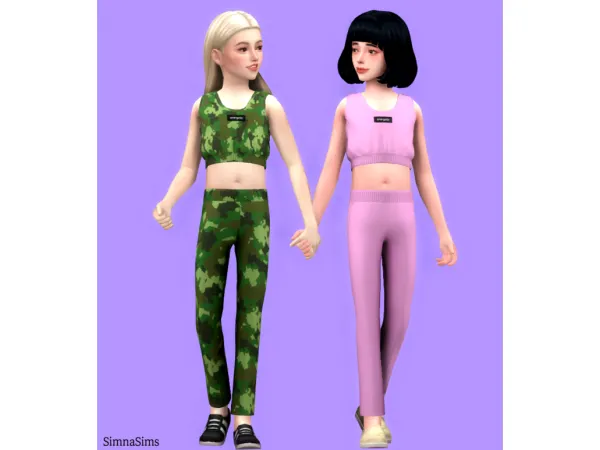 Alpha Energetic kids sportwear outfit set - The Sims 4 Custom Content
