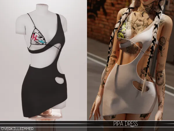 Alpha Pipa dress - The Sims 4 Custom Content
