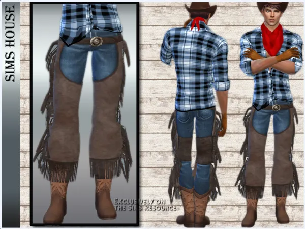 Alpha Sims House's MEN'S JEANS With cowboy chinks MEN'S JEANS - The Sims 4 Custom Content