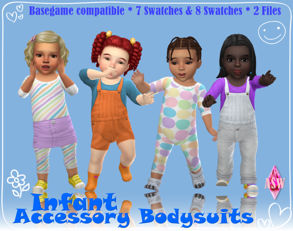 Maxis Match Infant Toddler Accessory Bodysuits 4 Files by simsfinds - The Sims 4 Custom Content