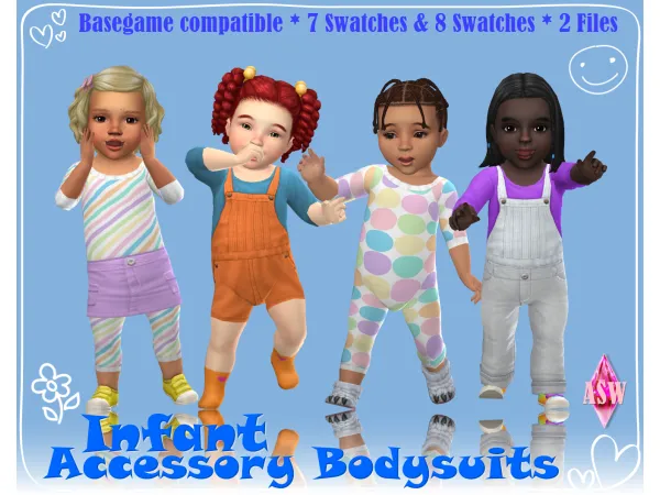 Maxis Match Infant Toddler Accessory Bodysuits 4 Files by Annett's Sims 4 Welt ASW - The Sims 4 Custom Content