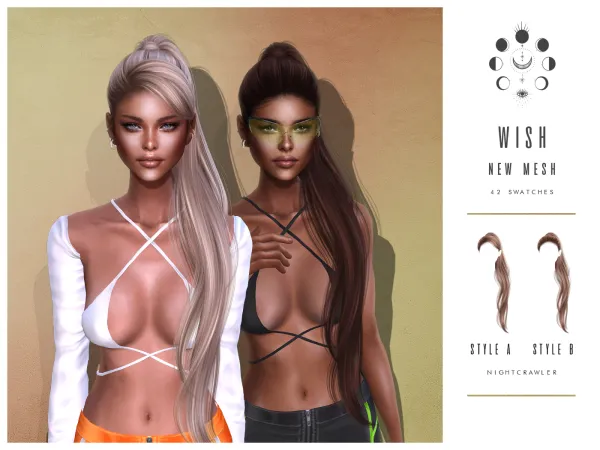 Alpha nightcrawler wish hair - The Sims 4 Custom Content