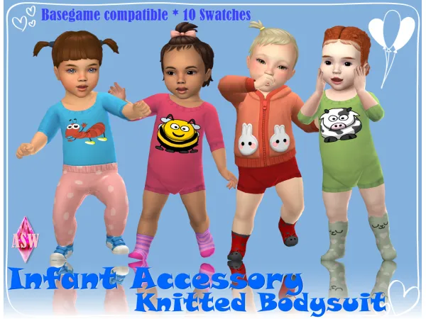 Maxis Match Infant Toddler Accessory Knitted Bodysuits by Annett's Sims 4 Welt ASW - The Sims 4 Custom Content