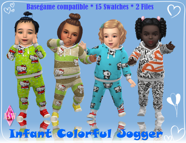 Maxis Match Infant Toddler Colorful Jogger by simsfinds - The Sims 4 Custom Content