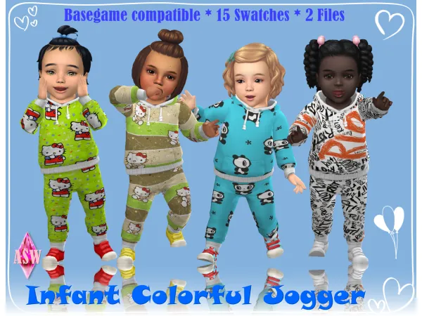 Maxis Match Infant Toddler Colorful Jogger by Annett's Sims 4 Welt ASW - The Sims 4 Custom Content