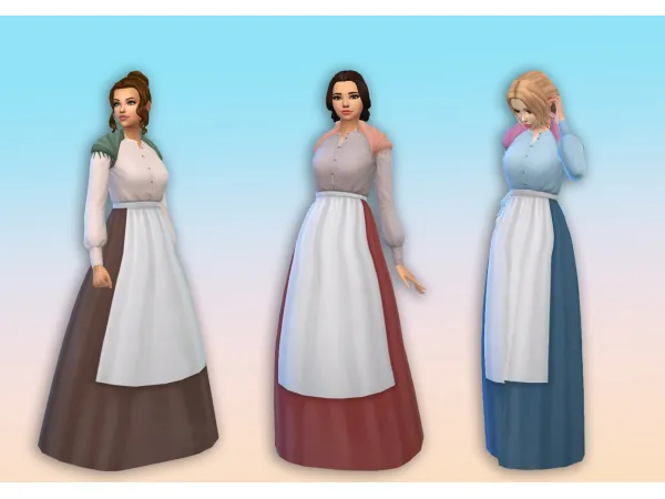 Maxis Match Shawl Apron Plain Combo by Kiara Zurk - The Sims 4 Custom Content