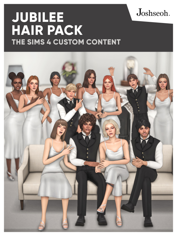 Maxis Match Jubilee Hair Pack (jo_se_oh joshseoh) by simsfinds - The Sims 4 Custom Content