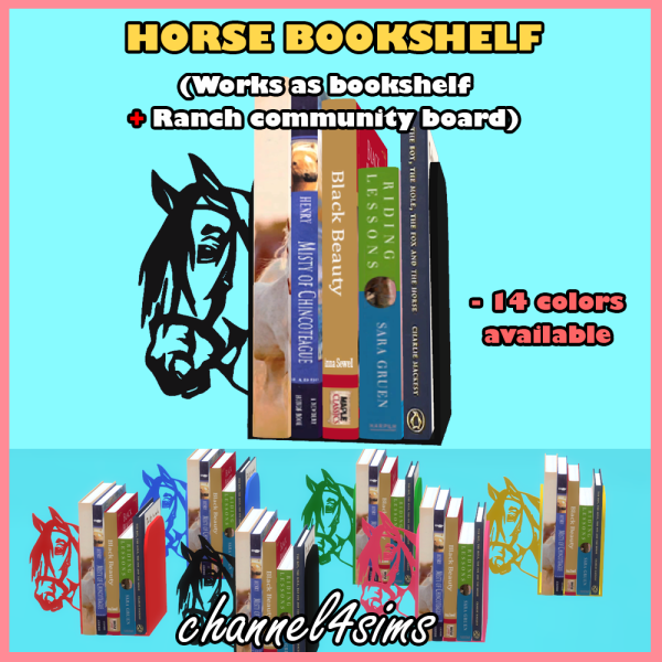 Maxis Match Horse Bookshelf (ranch community board) by simsfinds - The Sims 4 Custom Content
