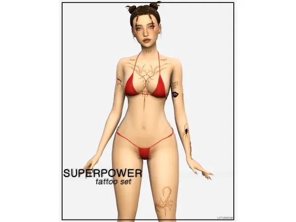 Mix superpower tattoo set by lotuswhim - The Sims 4 Custom Content