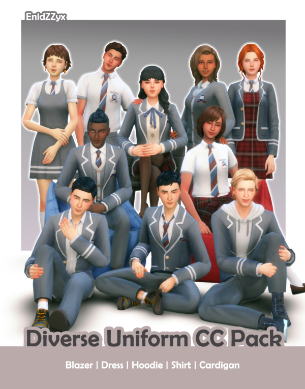 Maxis Match Diverse uniform pack by simsfinds - The Sims 4 Custom Content