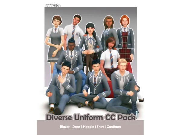 Maxis Match Diverse uniform pack - The Sims 4 Custom Content