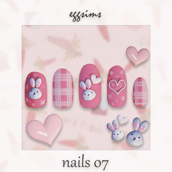 Alpha EGGSIMS_Nails 07 Check Bunny nails by simsfinds - The Sims 4 Custom Content