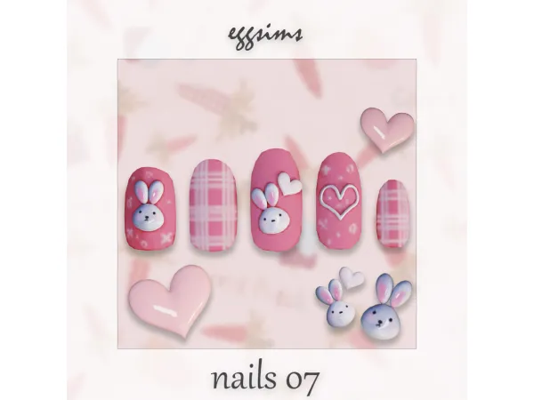 Alpha EGGSIMS_Nails 07 Check Bunny nails by EggU - The Sims 4 Custom Content