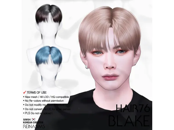 Alpha Reina 76 Blake hair by Reina Sims4 - The Sims 4 Custom Content