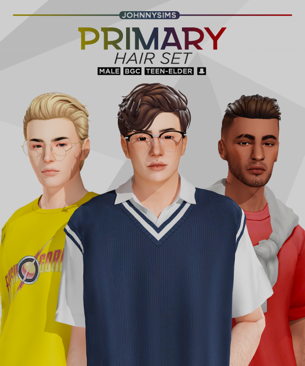 Maxis Match Primary Hair Set by simsfinds - The Sims 4 Custom Content