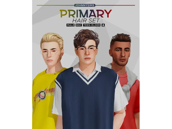 Maxis Match Primary Hair Set by JohnnySims - The Sims 4 Custom Content