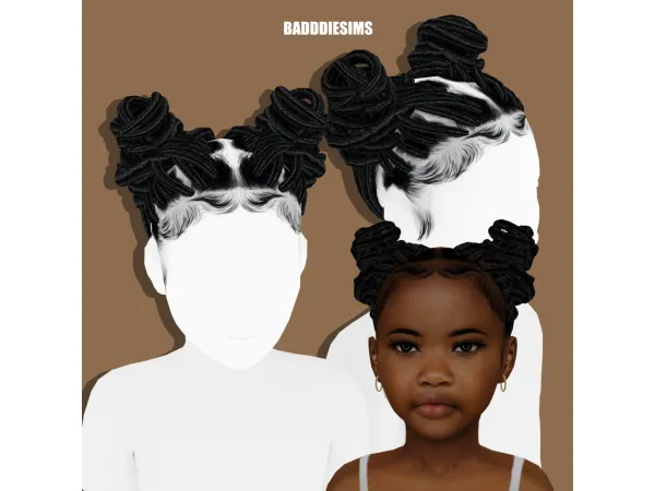 Mix KEYNA HAIR CHILD VERSION by BADDDIESIMS - The Sims 4 Custom Content