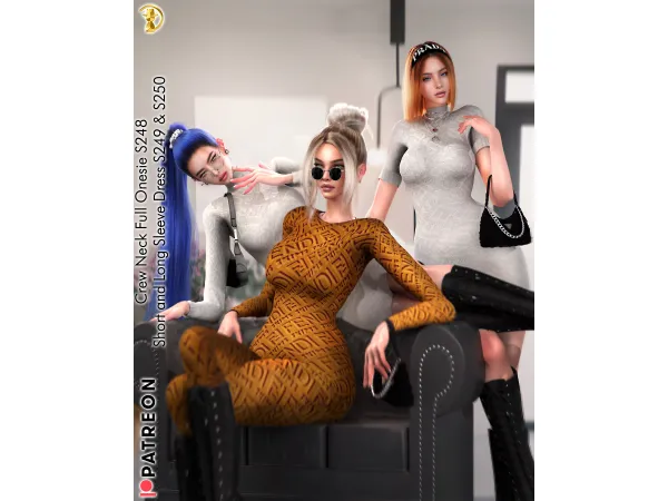 Alpha Crew Neck Full Onesie S248 Short Sleeve Dress S249 Long Sleeve Dress S250 UPDATE by turksimmer - The Sims 4 Custom Content