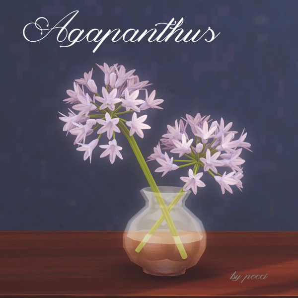 Mix Agapanthus in glass vase and potted agapanthus by simsfinds - The Sims 4 Custom Content