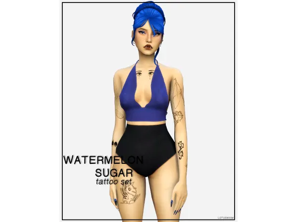 Mix watermelon sugar tattoo set by lotuswhim - The Sims 4 Custom Content
