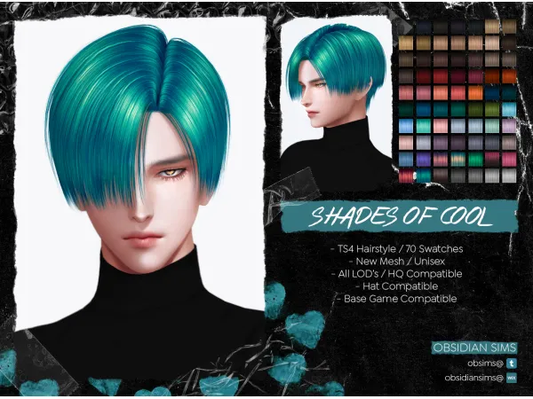Alpha SHADES OF COOL HAIRSTYLE New mesh by OBSIDIAN SIMS - The Sims 4 Custom Content