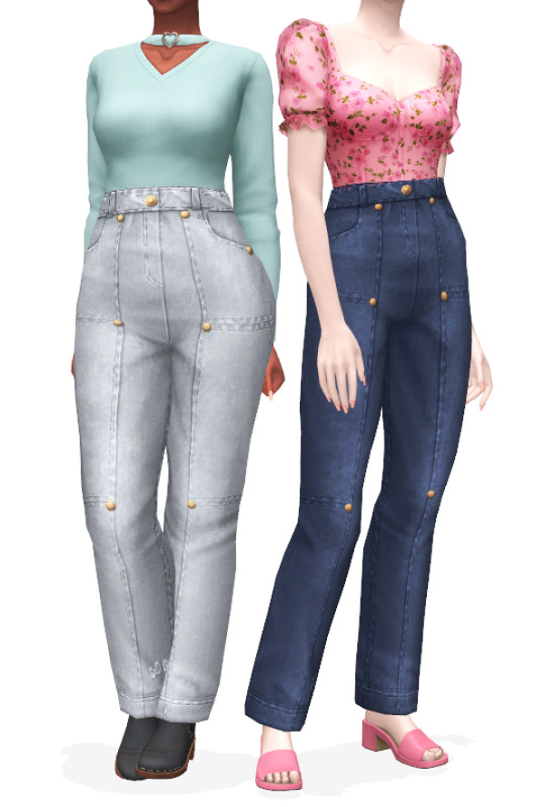 Maxis Match pair these with crop tops or tucked tops by simsfinds - The Sims 4 Custom Content