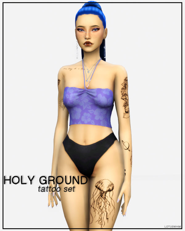 Mix holy ground tattoo set by lotuswhimcc - The Sims 4 Custom Content
