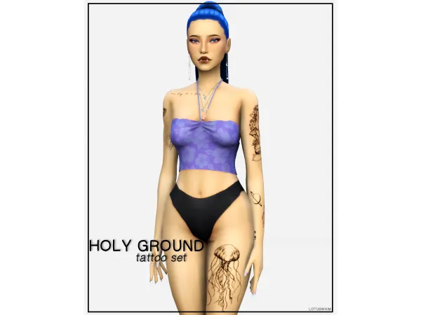 Mix holy ground tattoo set by lotuswhim - The Sims 4 Custom Content
