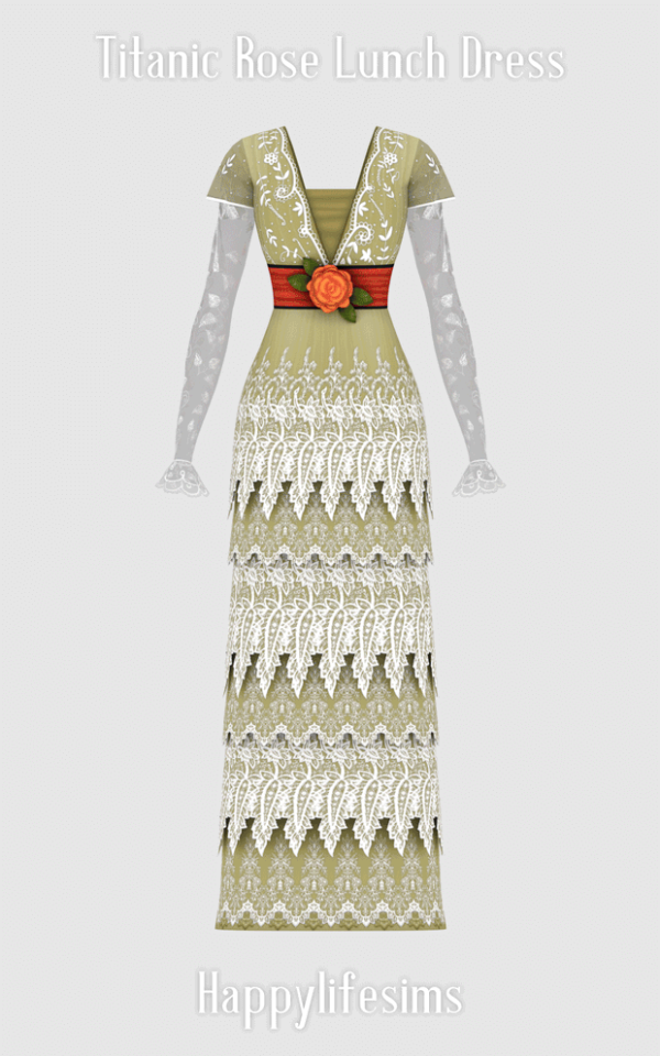 Mix [Lonelyboy] Titanic Rose Lunch Dress (Koonam) by simsfinds - The Sims 4 Custom Content