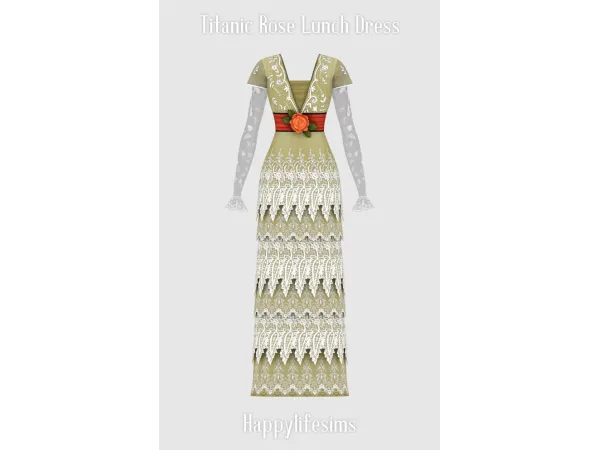 Mix [Lonelyboy] Titanic Rose Lunch Dress (Koonam) by HappyLifeSims - The Sims 4 Custom Content