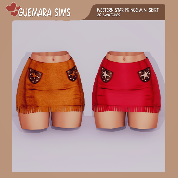 Alpha Western Star Fringe Mini Skirt (Public now) by simsfinds - The Sims 4 Custom Content