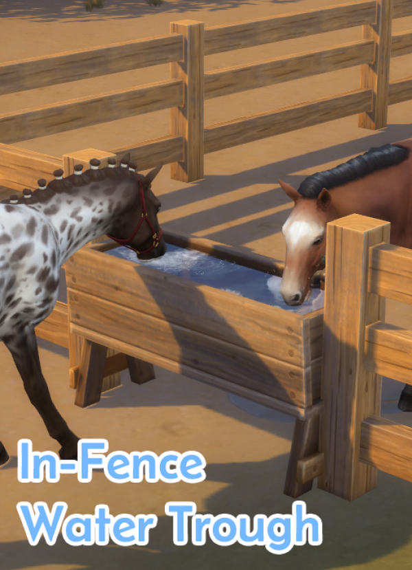 Maxis Match Hay Now Horse Water Trough In Fence Edit by simsfinds - The Sims 4 Custom Content
