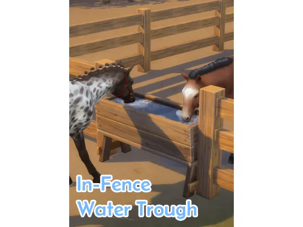 Maxis Match Hay Now Horse Water Trough In Fence Edit by Objuct - The Sims 4 Custom Content