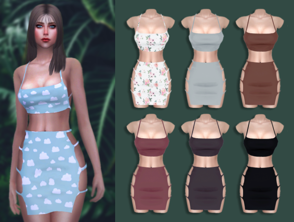 Alpha REWARD EVE Strappy Top Skirt Set by simsfinds - The Sims 4 Custom Content