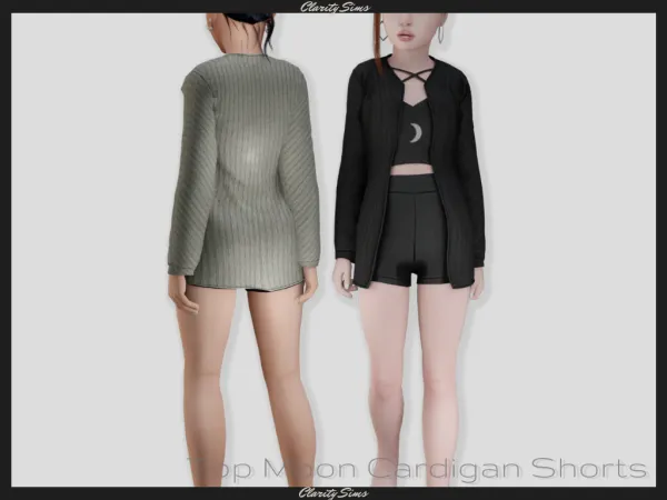 Alpha Top Moon Cardigan Shorts Child - The Sims 4 Custom Content