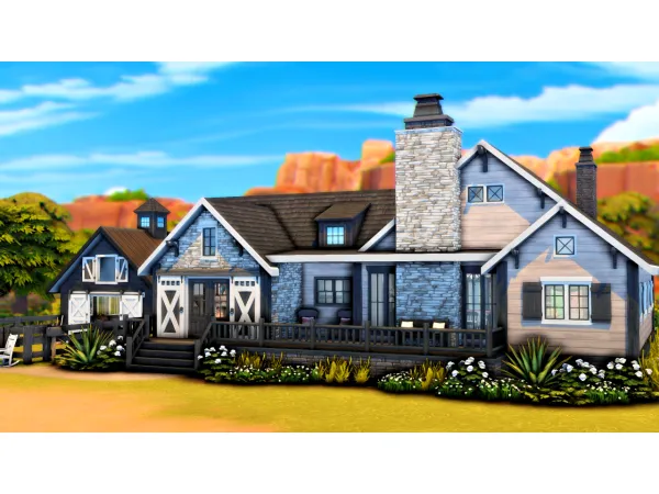 Maxis Match Small Modern Farmhouse With a Horse Barn - The Sims 4 Custom Content
