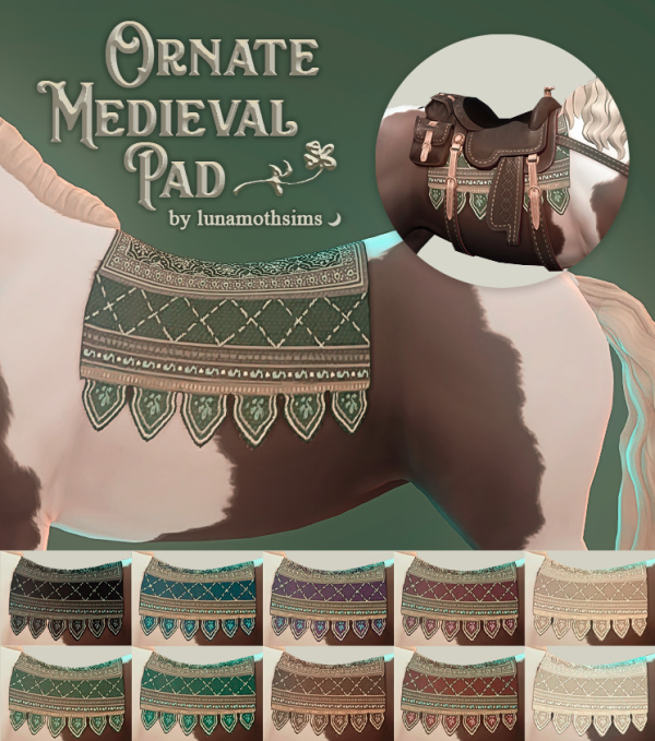 Maxis Match 41884521135631 Ornate Medieval Saddle Pad 41884521135631 by simsfinds - The Sims 4 Custom Content