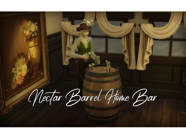 Maxis Match Nectar Barrel Home Bar by Naunakht - The Sims 4 Custom Content
