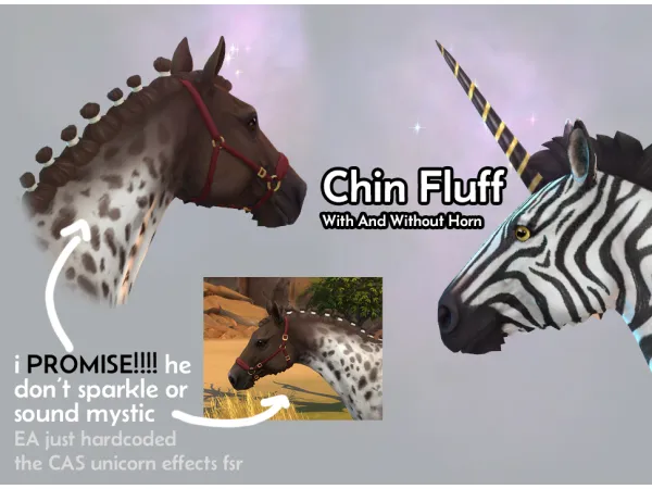 Maxis Match Chin Fluff With Without Unicorn Horn by Objuct - The Sims 4 Custom Content