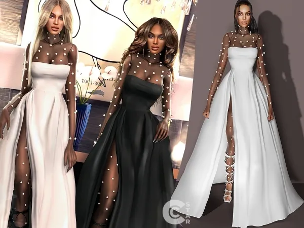 Alpha Ball Gown With Pearl Bodysuit - The Sims 4 Custom Content