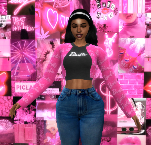 Alpha Barbie Denim Jackets With Tshirt by simmerkatex - The Sims 4 Custom Content