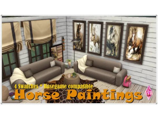 Mix Horse Paintings by Annett's Sims 4 Welt ASW - The Sims 4 Custom Content