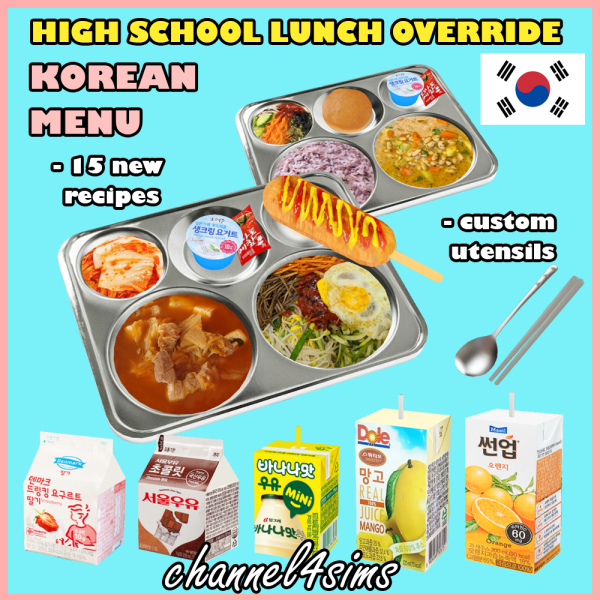 Alpha High School Lunch Override Korean Menu by simsfinds - The Sims 4 Custom Content