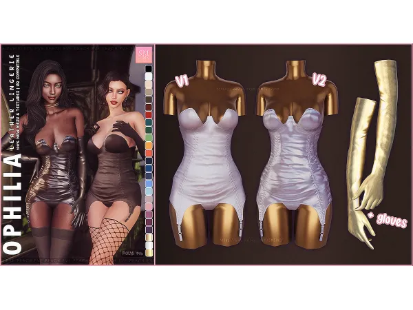 Alpha PEACH Ophilia Leather Lingerie by SM Sims - The Sims 4 Custom Content