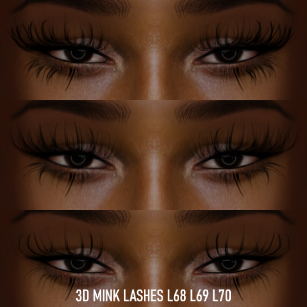 Alpha 3D MINK LASHES L68 L69 L70 by simsfinds - The Sims 4 Custom Content