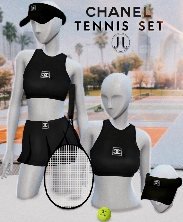 Alpha CHANEL Tennis Set recolor by simsfinds - The Sims 4 Custom Content